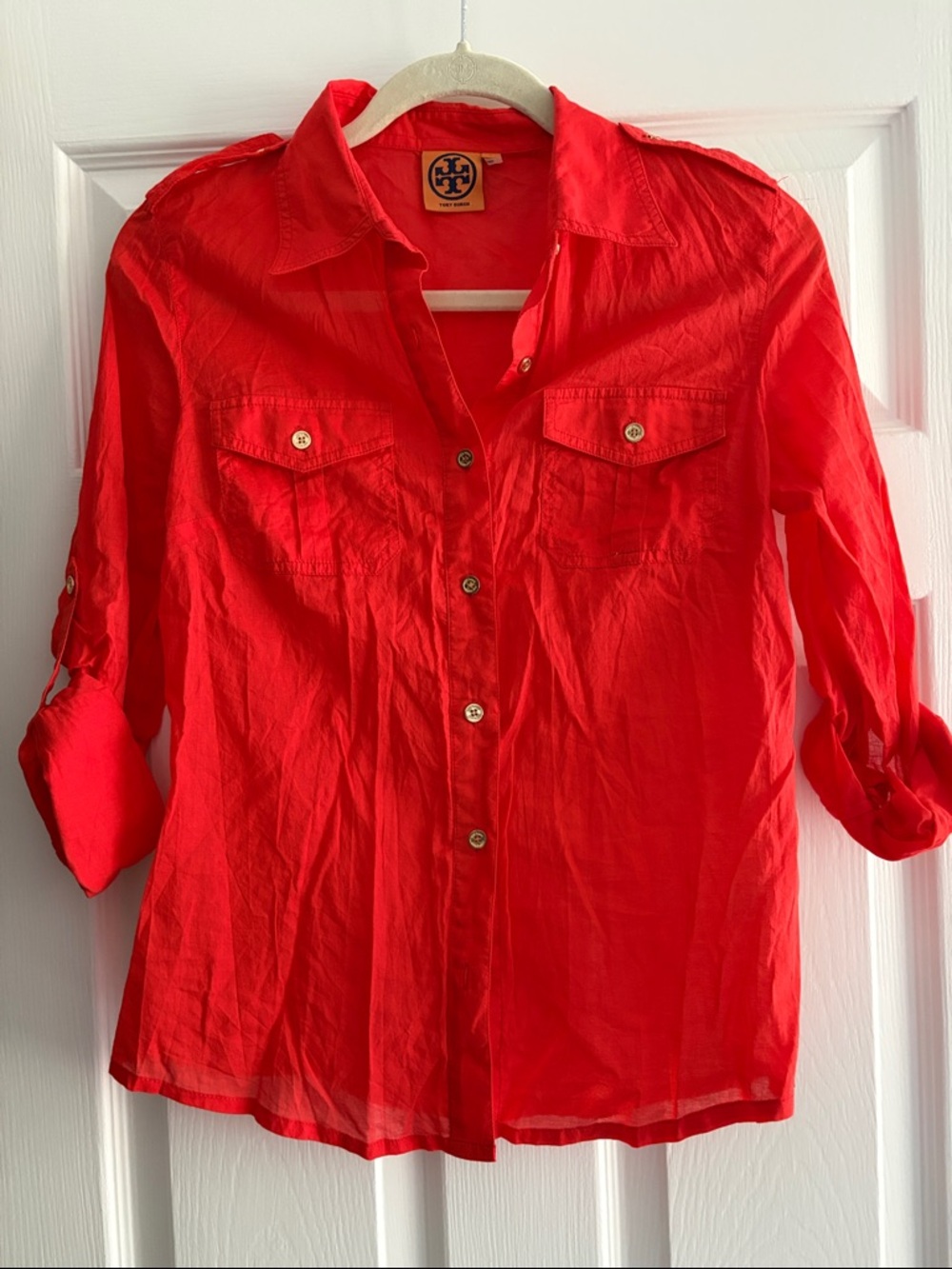 Tory Burch Bright Orange Button-Down Shirt